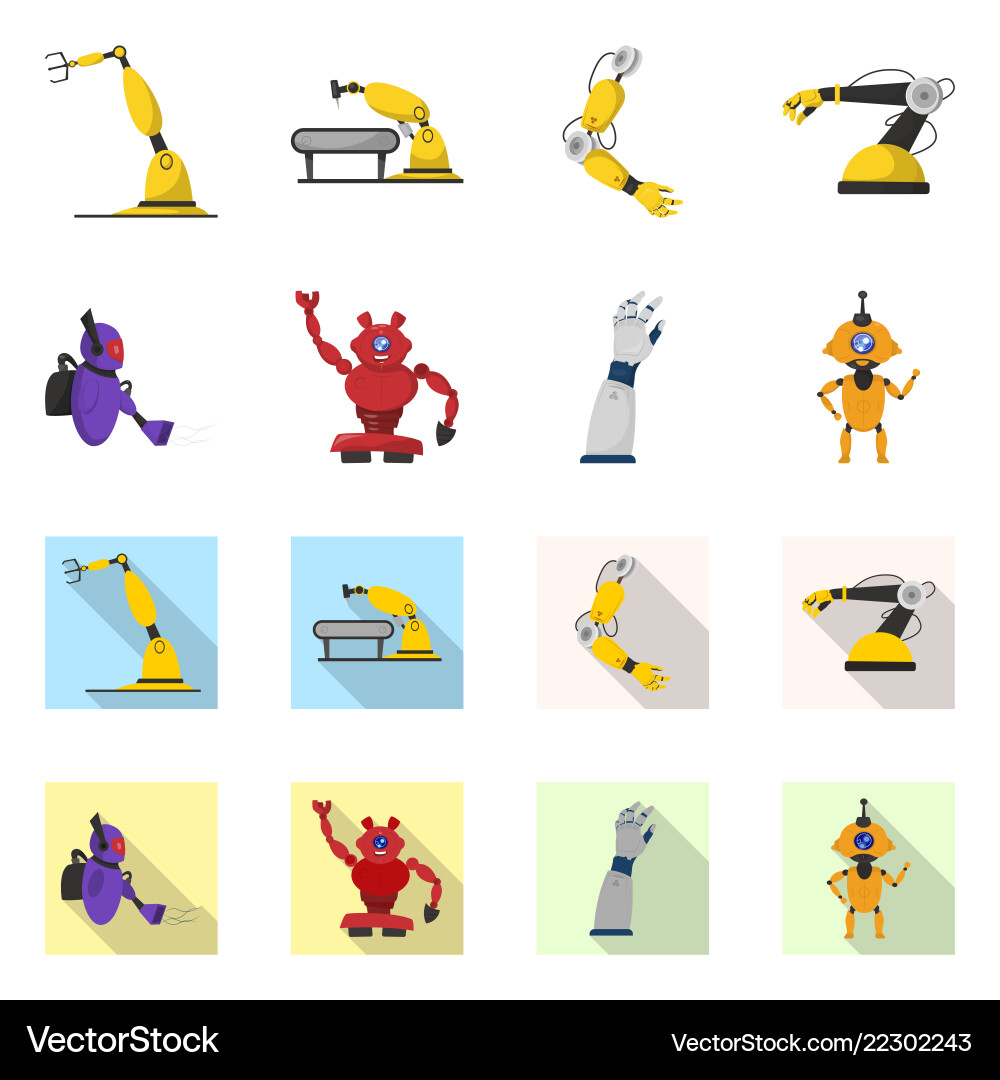 Design of robot and factory sign set Design of robot and factory sign set vector image