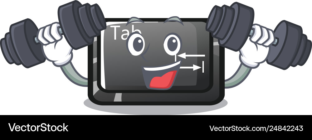 Fitness tab button installed on computer character Fitness tab button installed on computer character vector image