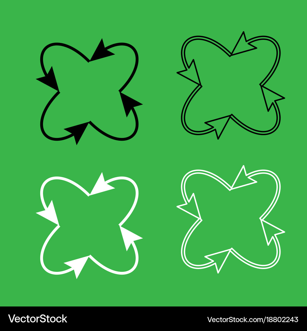 Four arrows in loop and from center icon black Vector Image