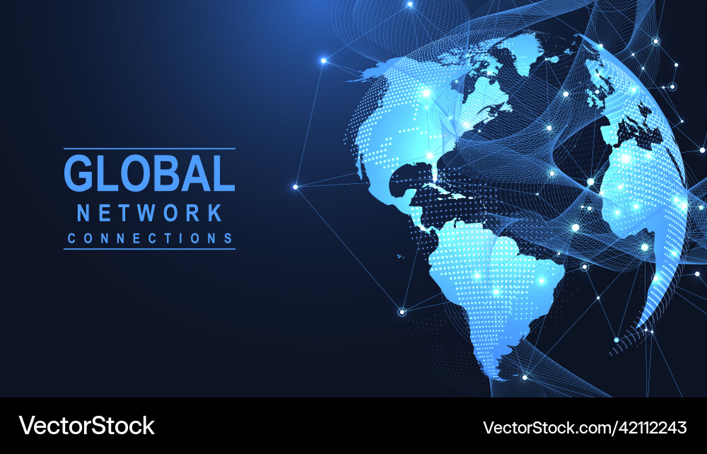 Global network connection concept big data vector image