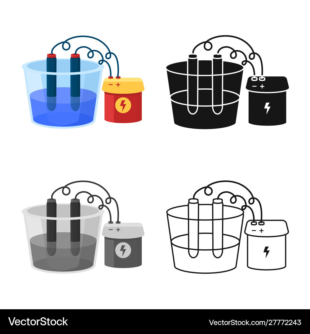 Isolated object process and battery sign vector image