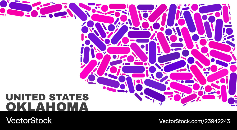 Mosaic oklahoma state map of dots and lines Vector Image