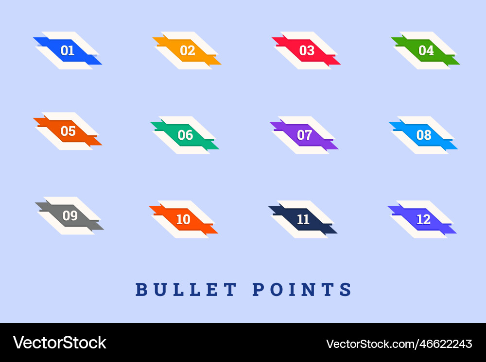 Number bullet points from one to twelve new design Number bullet points from one to twelve new design Vector Image