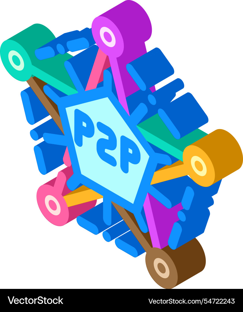 Peer to nodes decentralized application Vector Image
