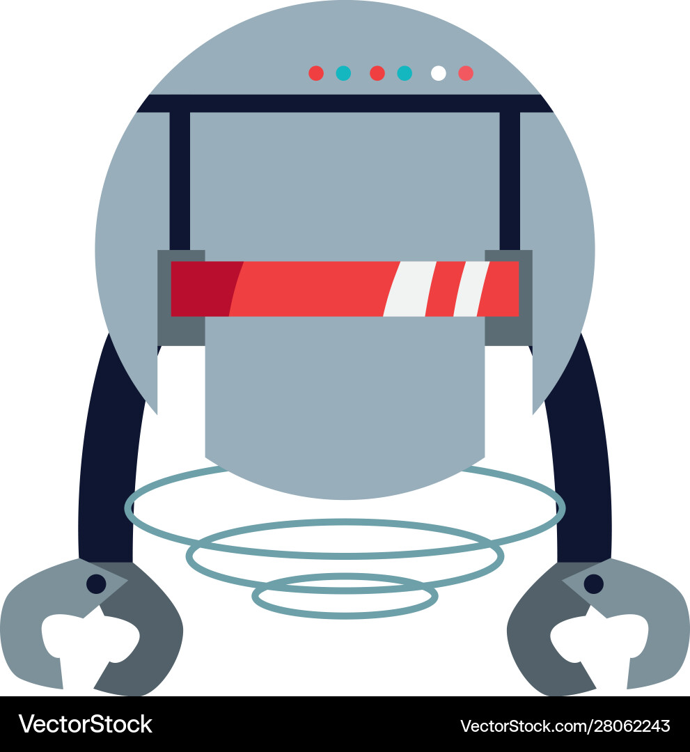 Robot with two hands flat style icon vector image