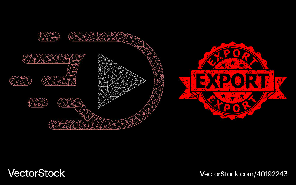 Rubber export stamp and web mesh play function Rubber export stamp and web mesh play function vector image