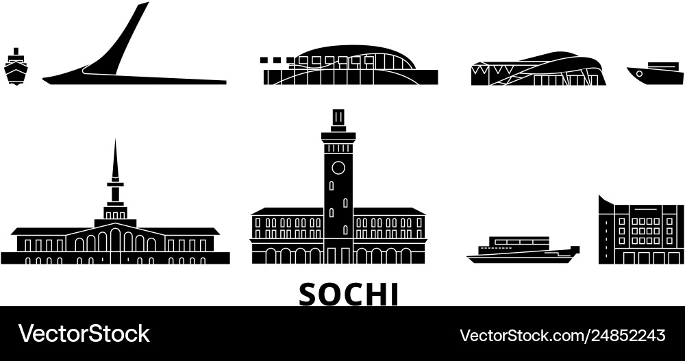 Russia sochi flat travel skyline set Russia sochi flat travel skyline set vector image