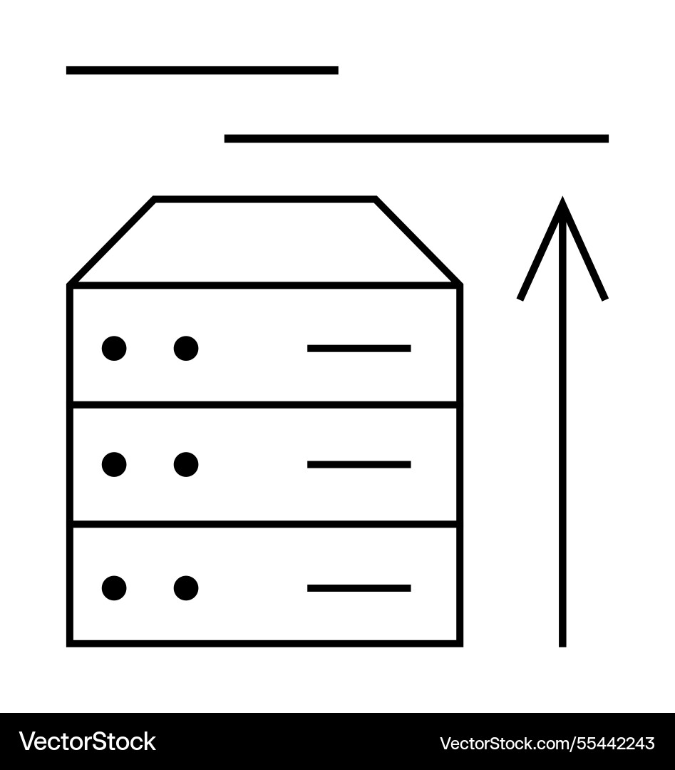 Server rack with upward arrow parallel lines vector image