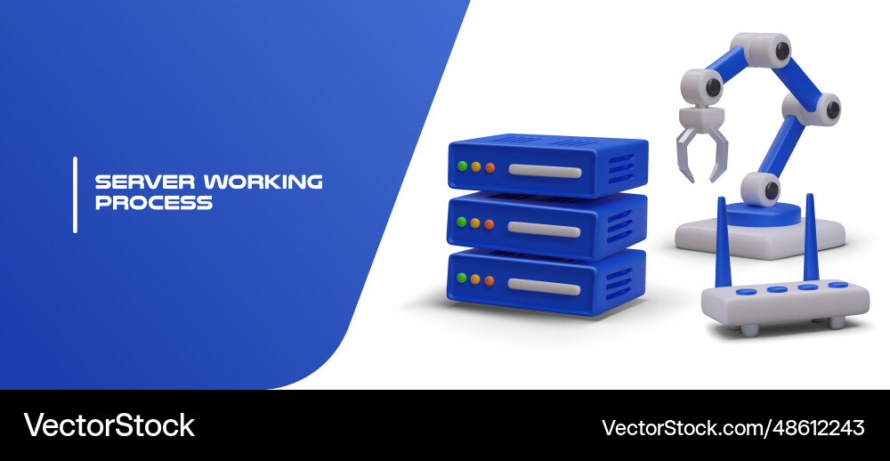 Server working process rack programmable Server working process rack programmable vector image