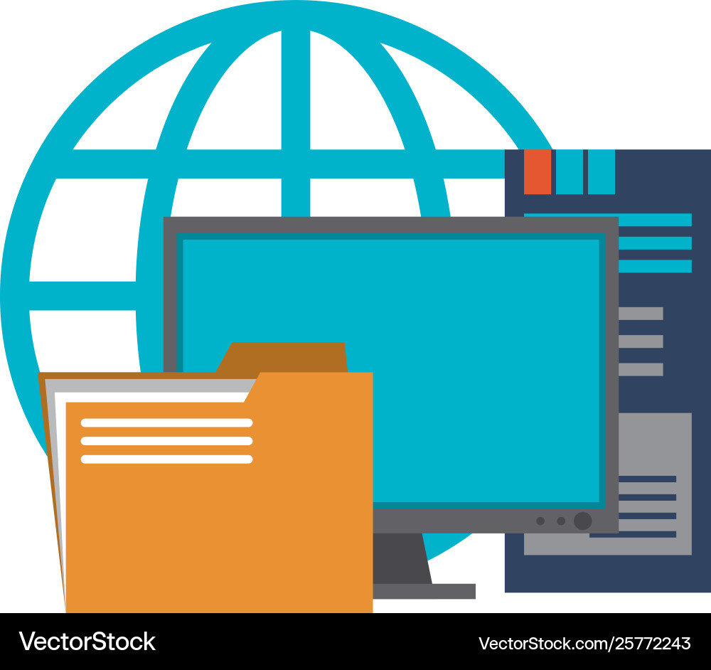 Servers and database technology symbols Servers and database technology symbols vector image