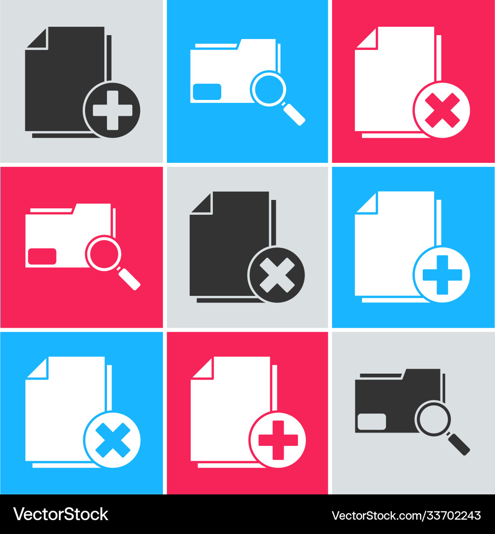 Set add new file search concept with folder Set add new file search concept with folder vector image