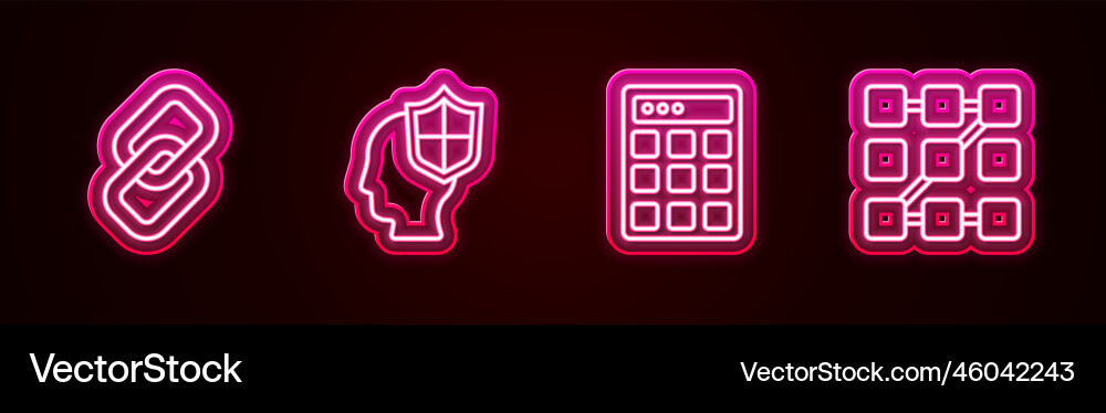Set line chain link head with shield password Set line chain link head with shield password vector image