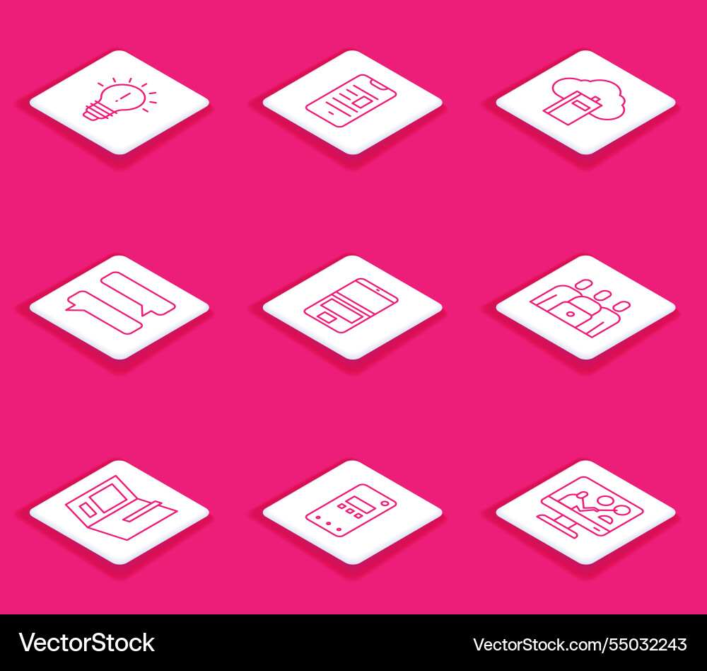 Set line light bulb with concept of idea online Set line light bulb with concept of idea online vector image