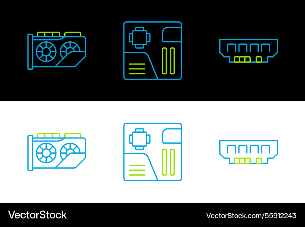 Set line ram random access memory video graphic Set line ram random access memory video graphic vector image