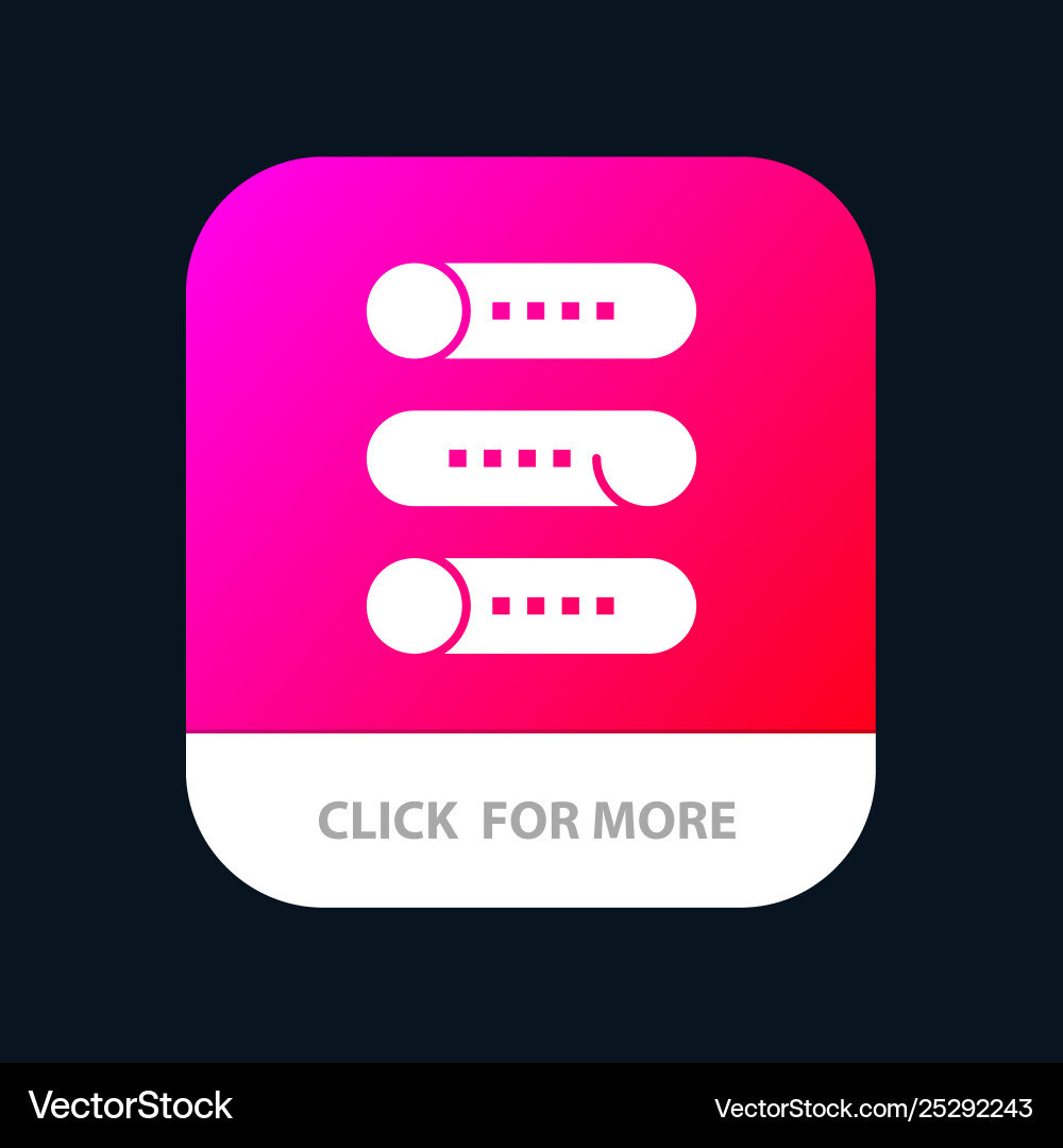 Setting device switch on off mobile app icon Setting device switch on off mobile app icon vector image