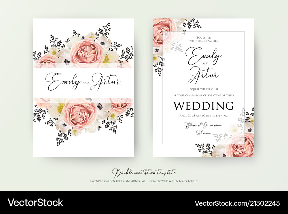 Watercolor Wedding Floral Invite Vector Image
