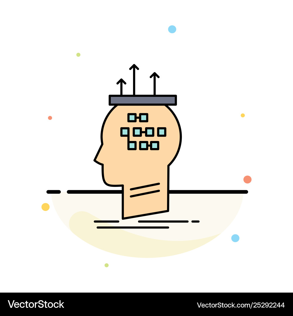 Algorithm brain conclusion process thinking flat Algorithm brain conclusion process thinking flat Vector Image