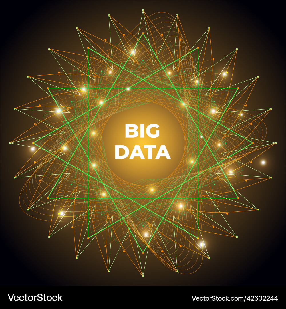 Big data visualization background gold colorful vector image
