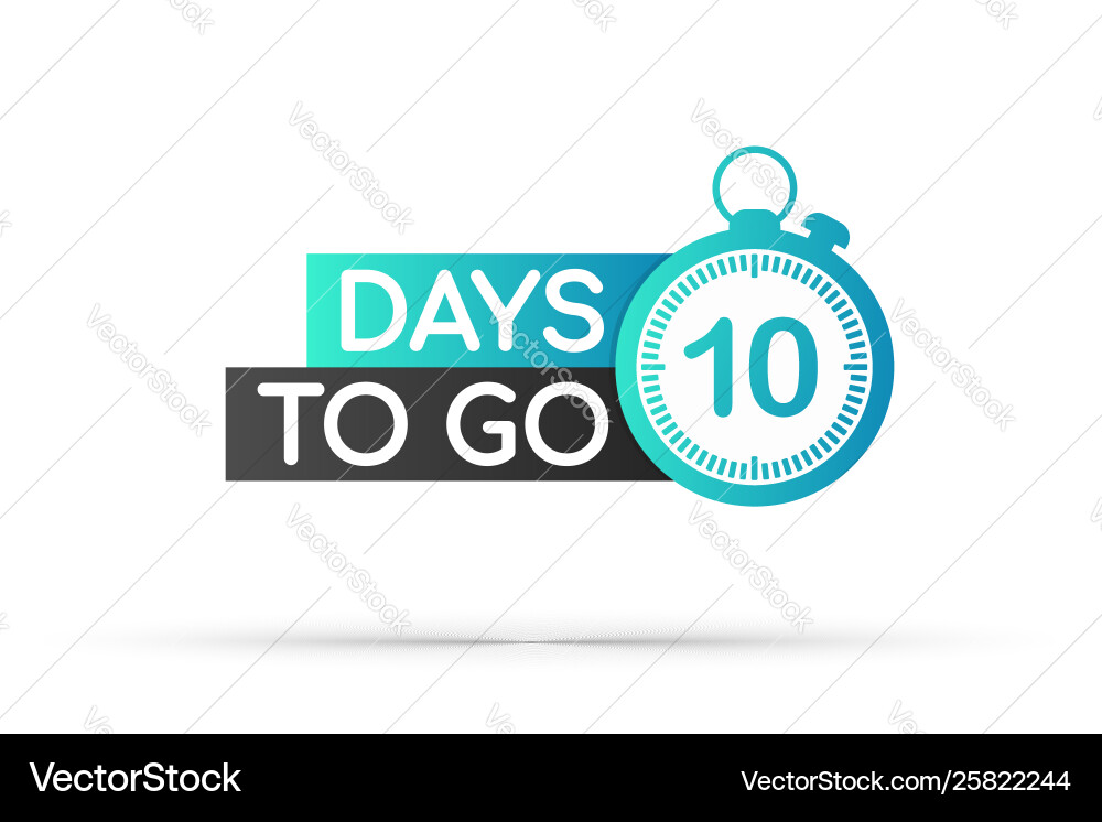 Countdown Timer - 10 Days to Go vector image