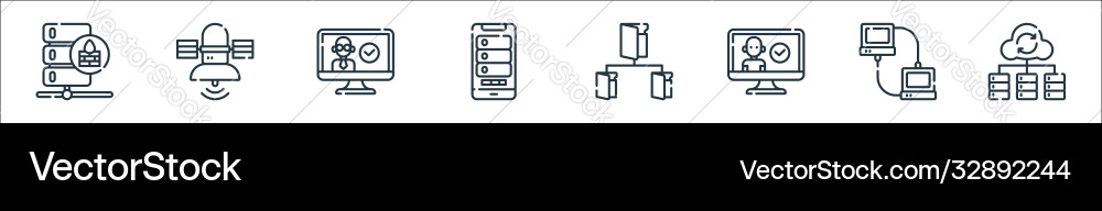Database and servers line icons linear set Database and servers line icons linear set vector image