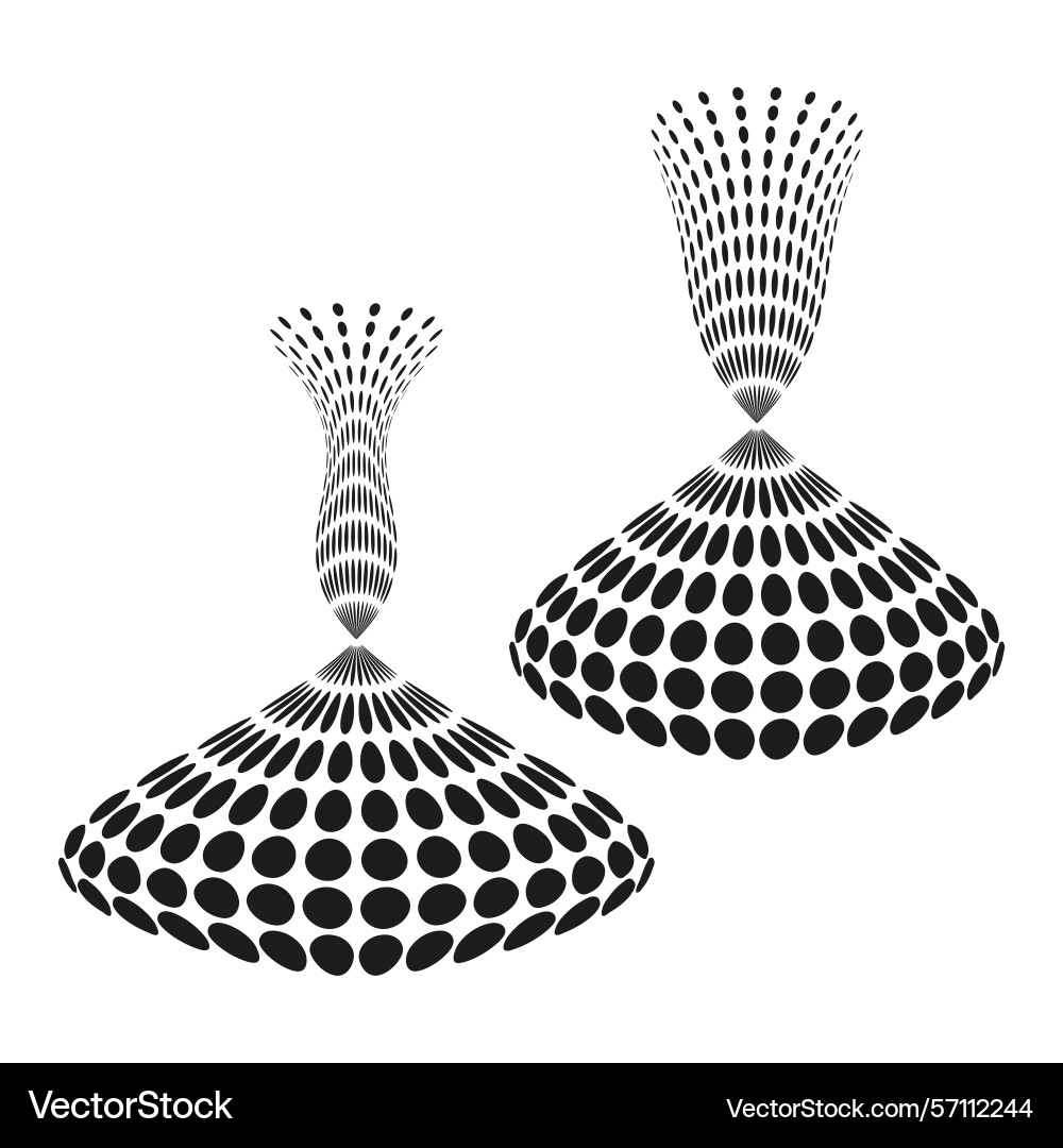 Dual vortex shape dot structure funnel object Dual vortex shape dot structure funnel object vector image