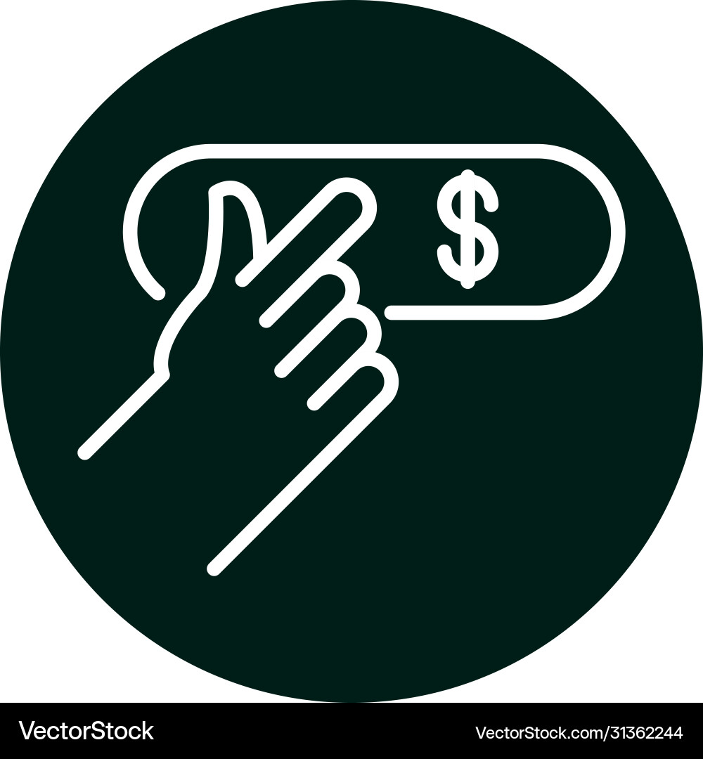 Hand with dollar label block and line style icon vector image
