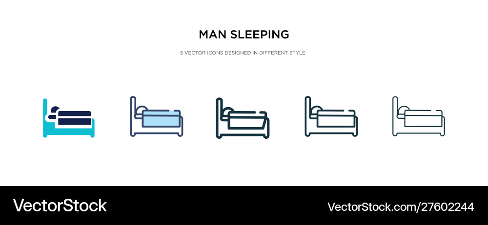 Man sleeping icon in different style two colored Vector Image
