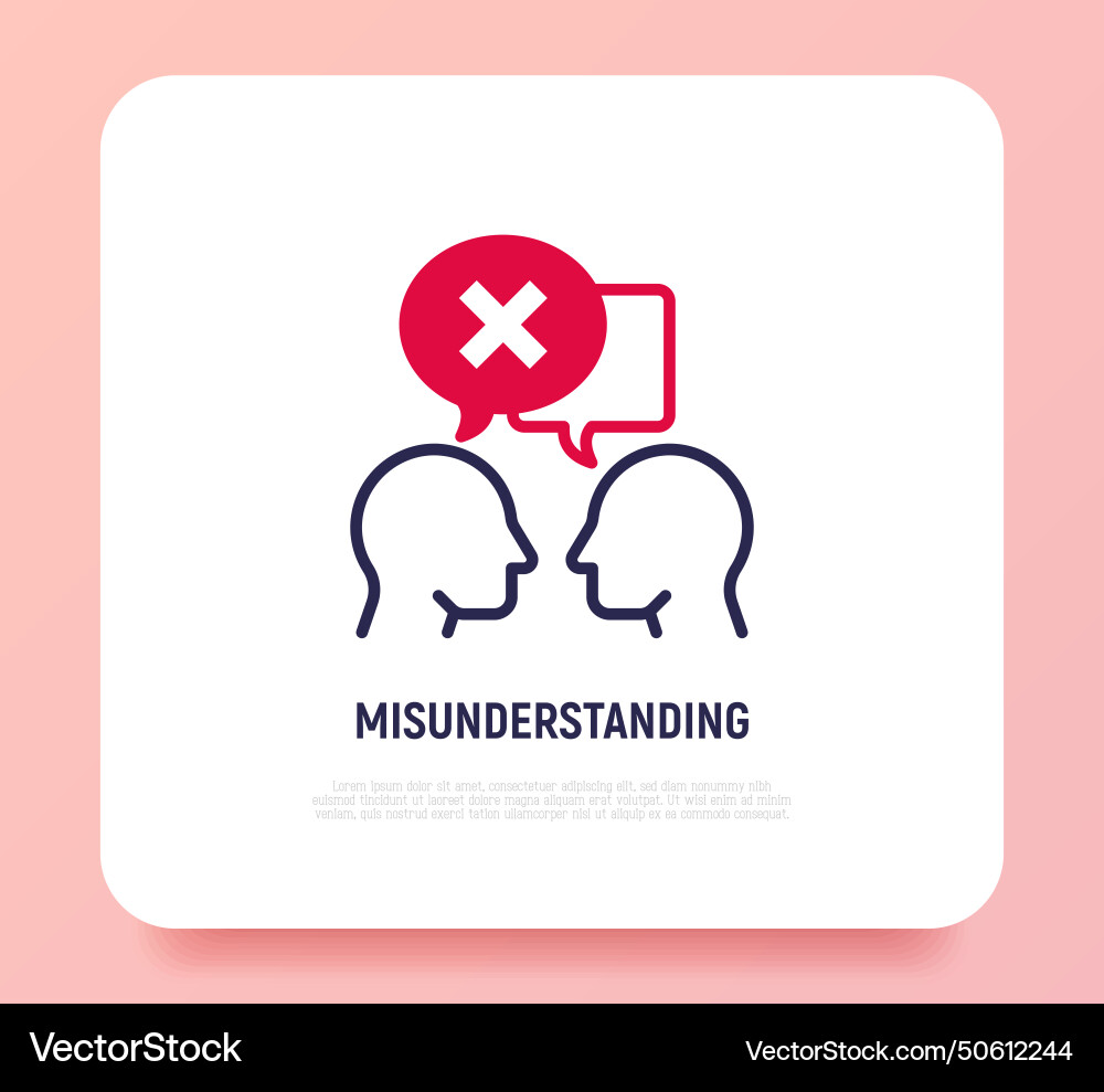 Misunderstanding in conversation between two vector image