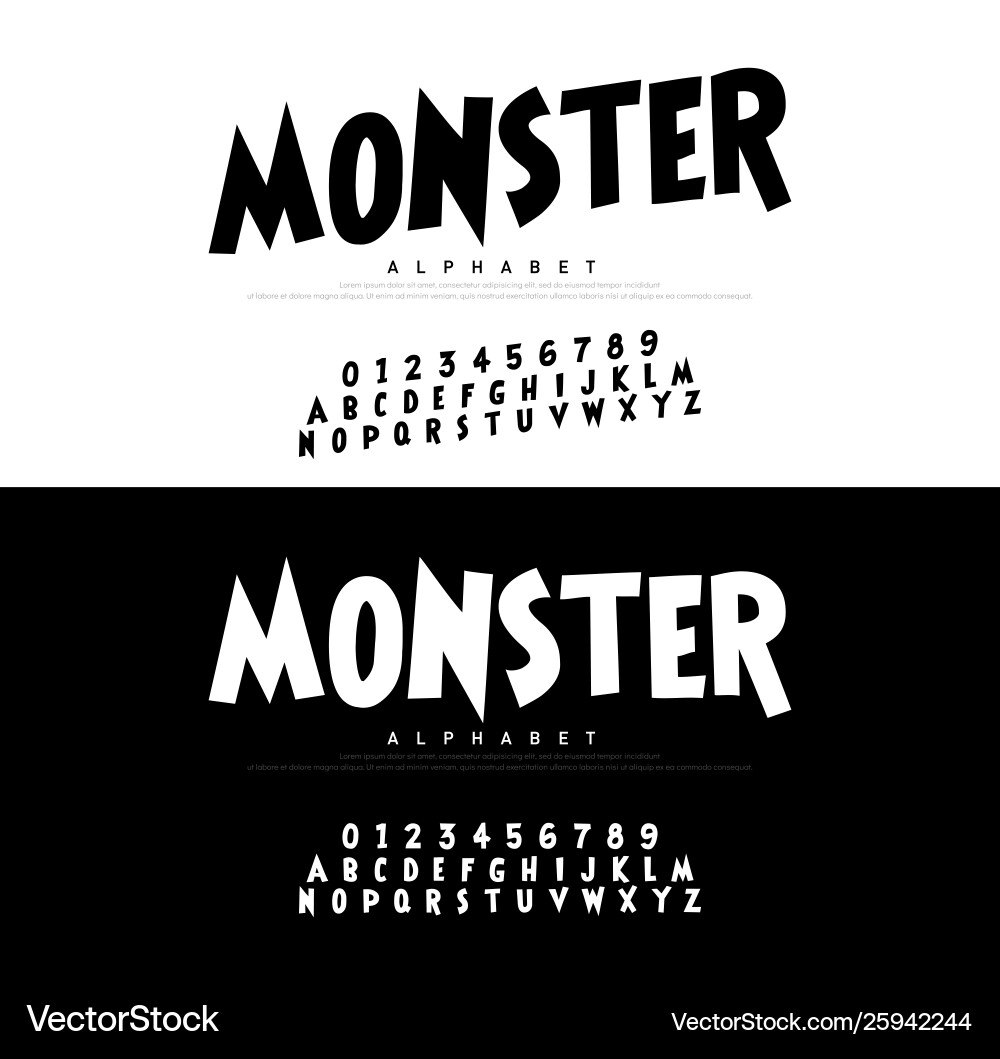 Monster Alphabet Font - Scary Type Vector Image