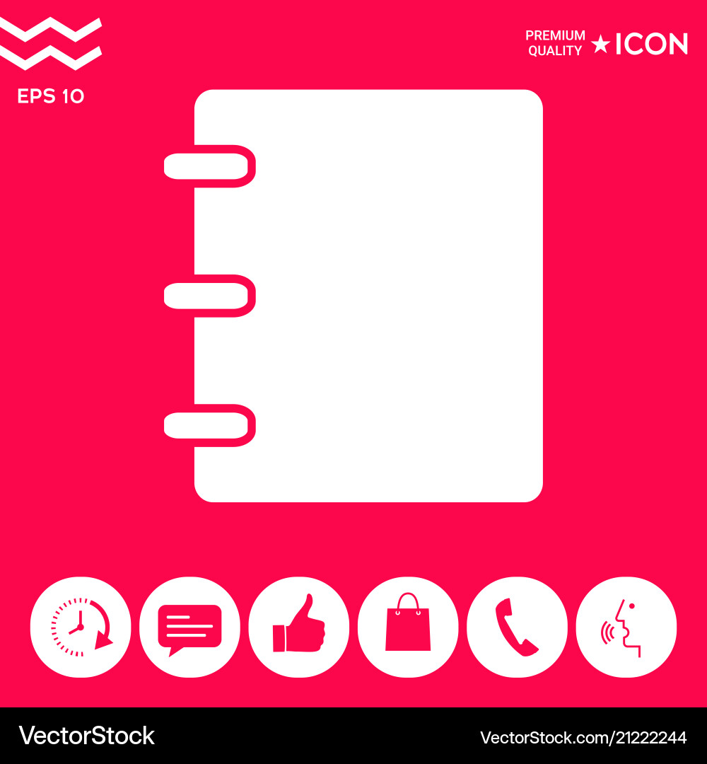 Notebook address phone book icon with blank Vector Image