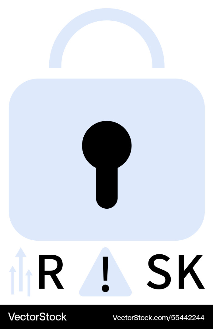 Security padlock with risk text and upward arrows Security padlock with risk text and upward arrows vector image