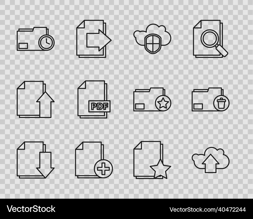 Set line document with download cloud upload Set line document with download cloud upload vector image