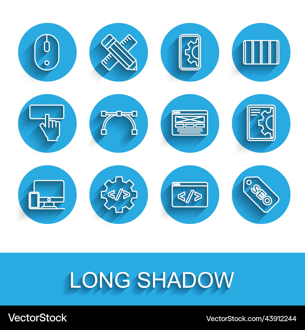Set line monitor and mobile front end development Set line monitor and mobile front end development vector image