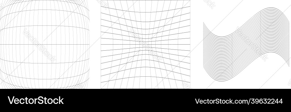 Set of deformed distorted grids meshes flex Set of deformed distorted grids meshes flex Vector Image