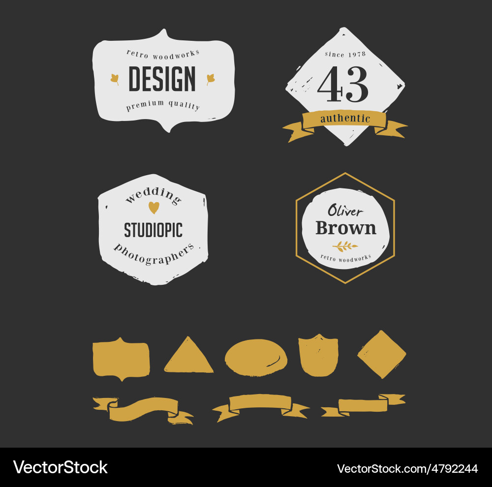 Vintage Chalkboard Labels & Logos Vector Image