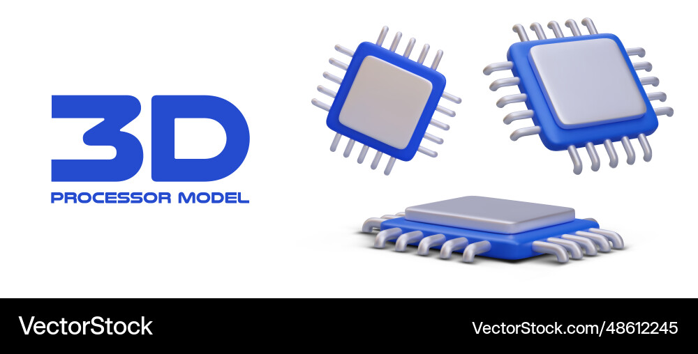 3d model of main processor cpu 3d model of main processor cpu Vector Image