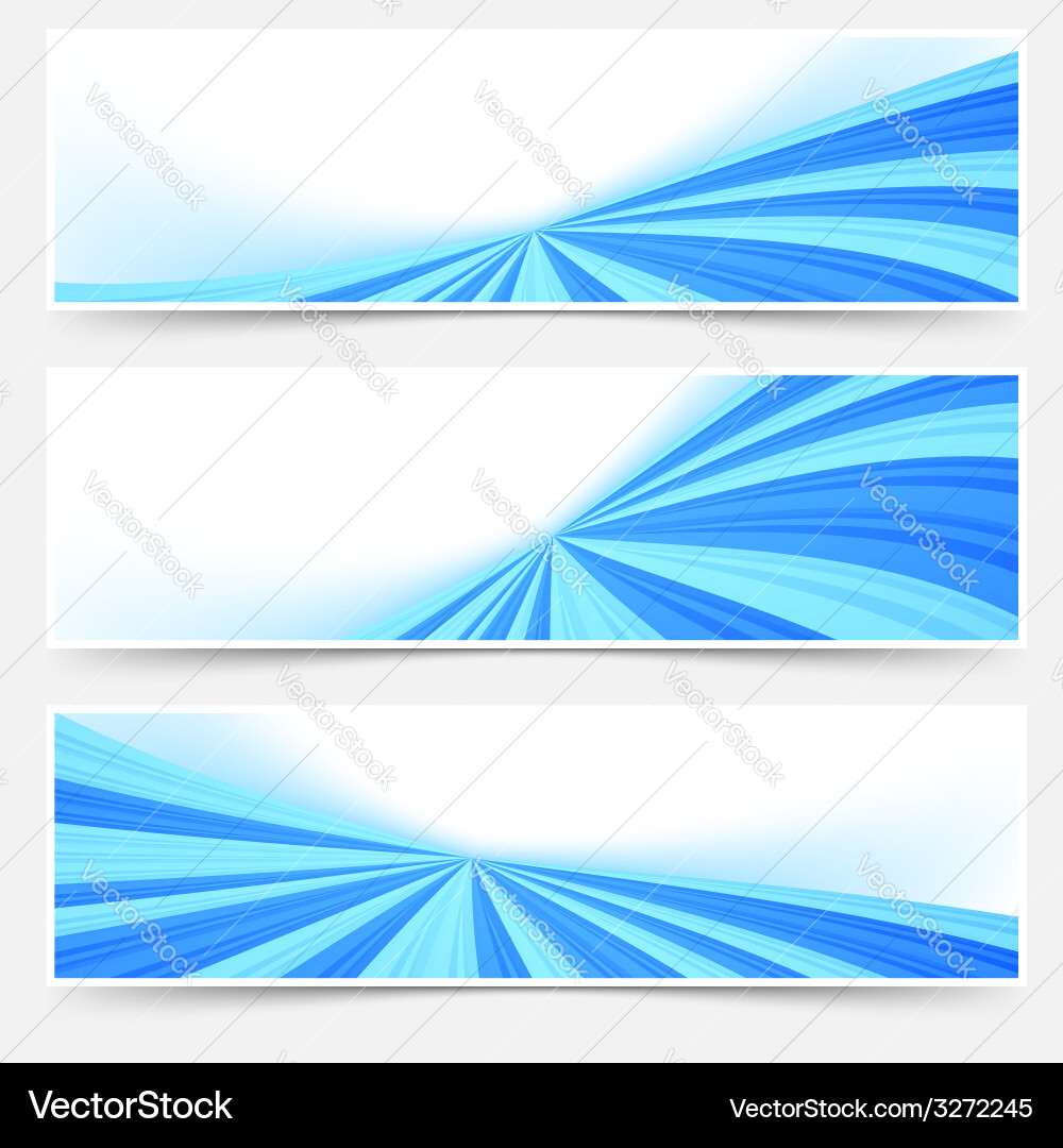 Blue stream swoosh header footer web set Vector Image