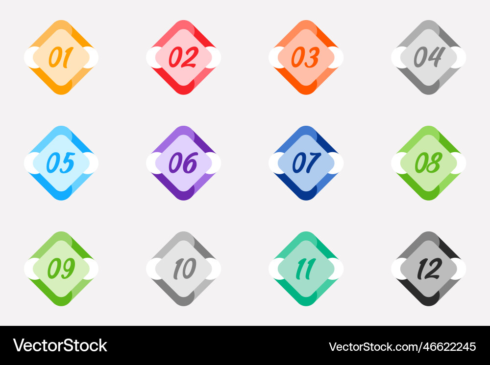 Bullet points triangle shape numbers set new Vector Image