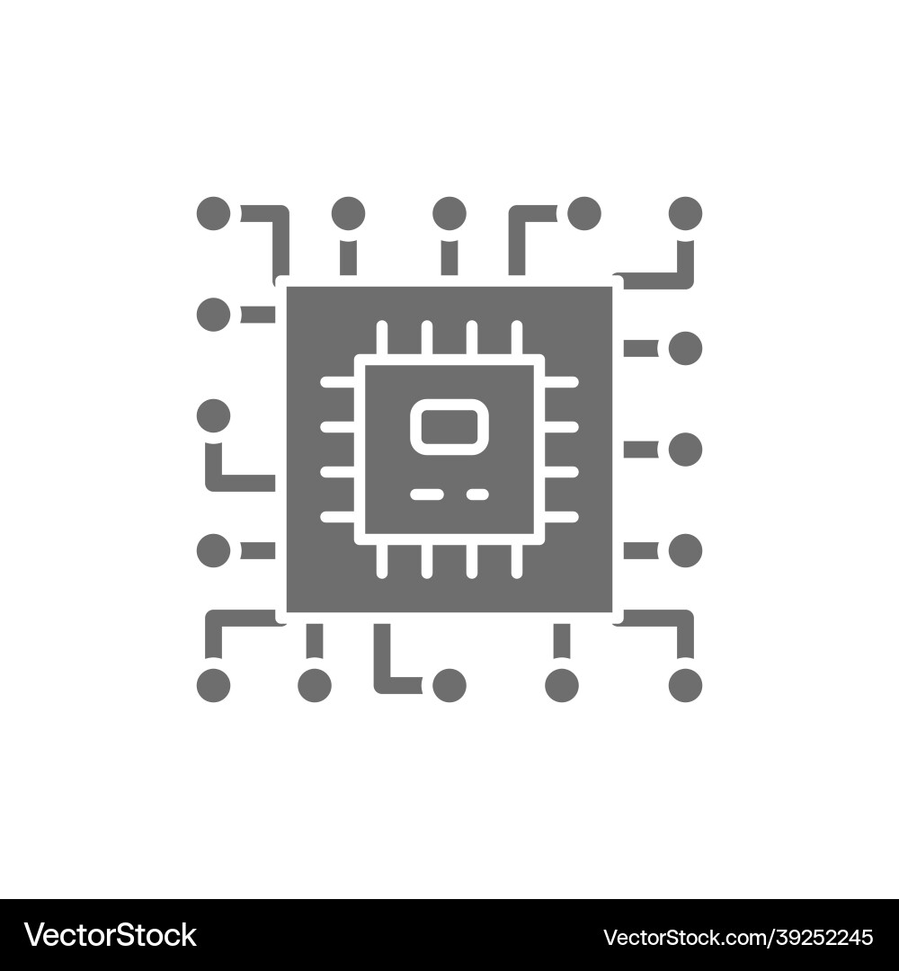 Cpu microprocessor computer chip grey icon Cpu microprocessor computer chip grey icon vector image