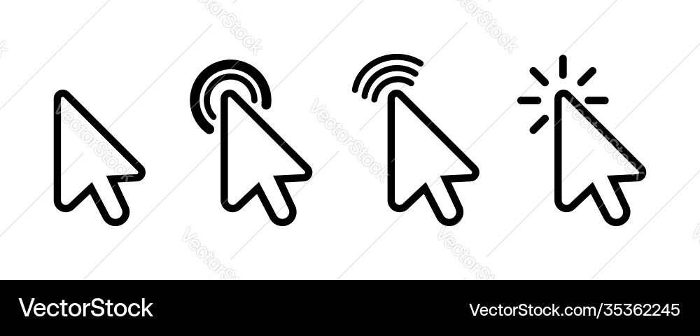 Cursor mouse icon set on white background click Vector Image