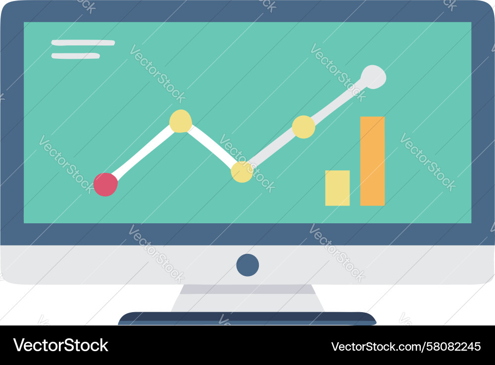 Data Graph on Computer Screen Vector Image