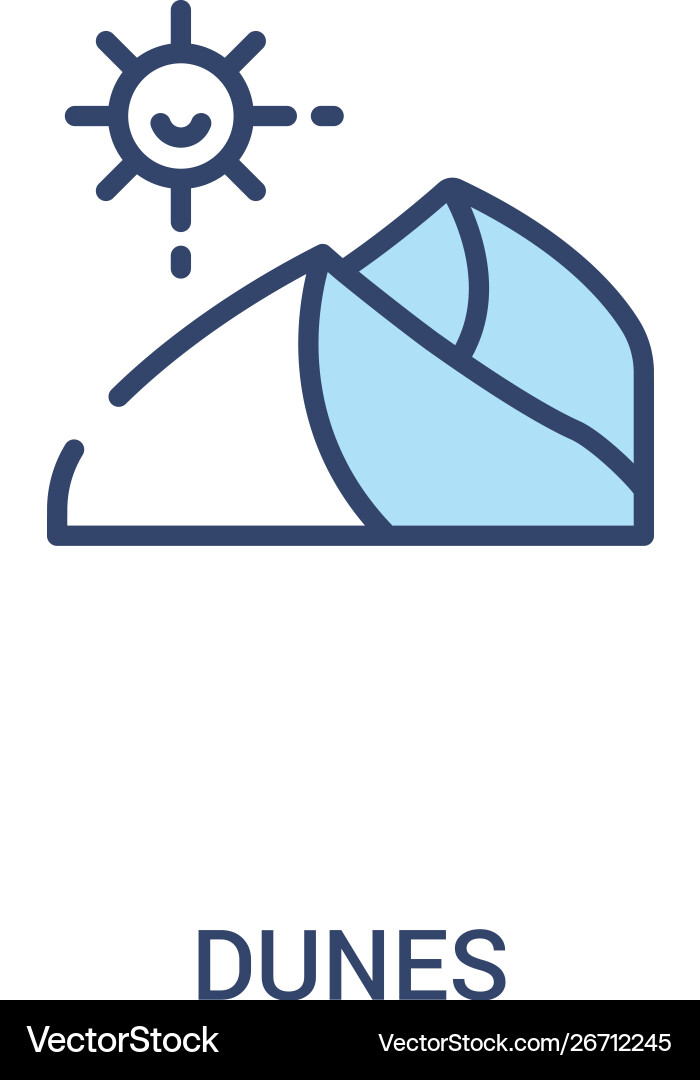Dunes concept 2 colored icon simple line element Dunes concept 2 colored icon simple line element vector image