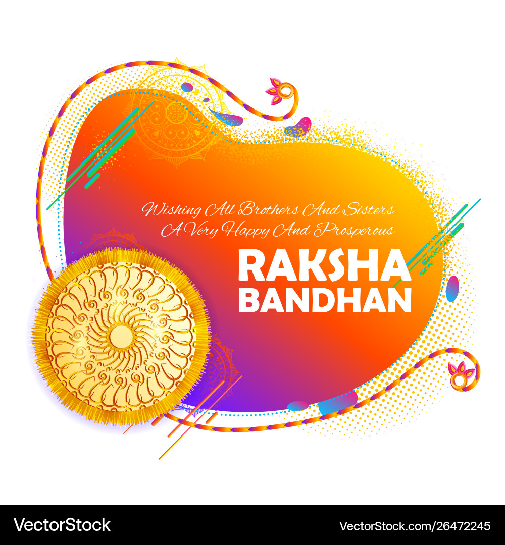Greeting card with decorative rakhi for raksha Greeting card with decorative rakhi for raksha vector image