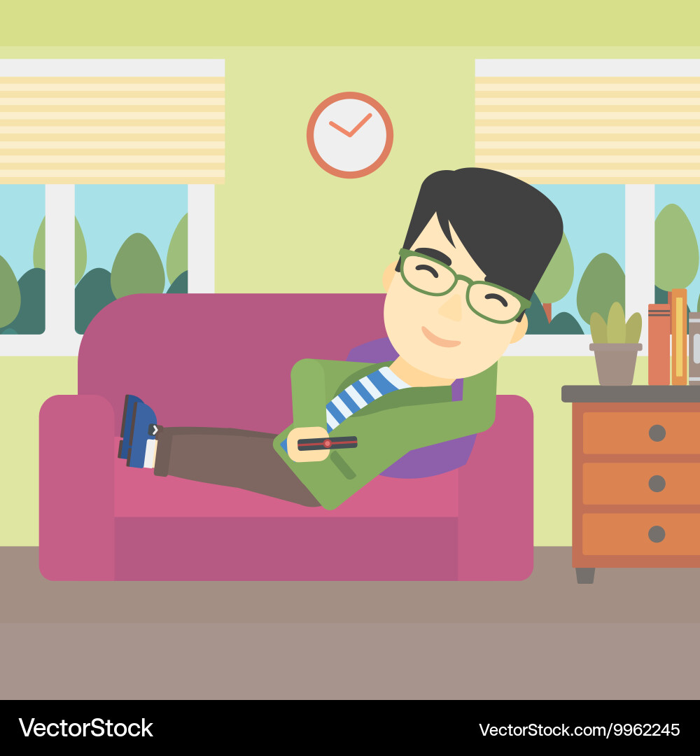 Man lying on sofa Vector Image