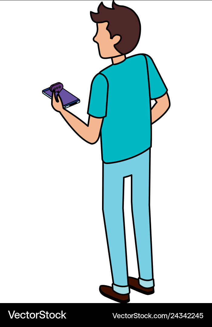 Man using smartphone with speech bubble Man using smartphone with speech bubble Vector Image