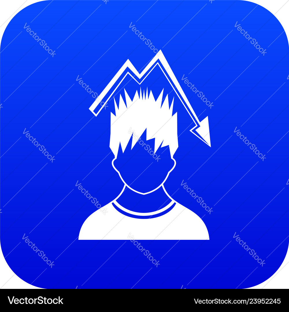 Man with falling red graph over head icon digital Man with falling red graph over head icon digital Vector Image