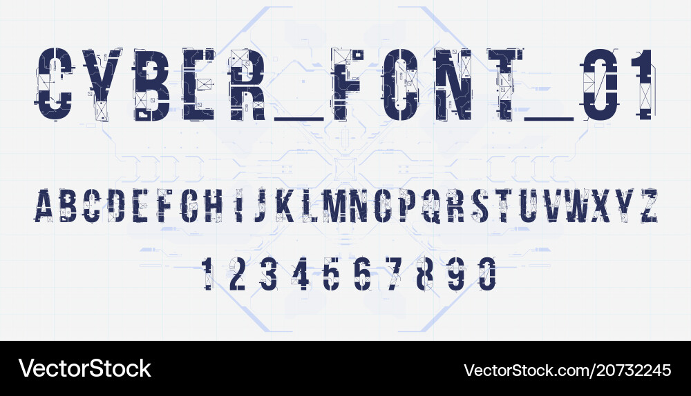 Modern Tech Font - Digital Style vector image