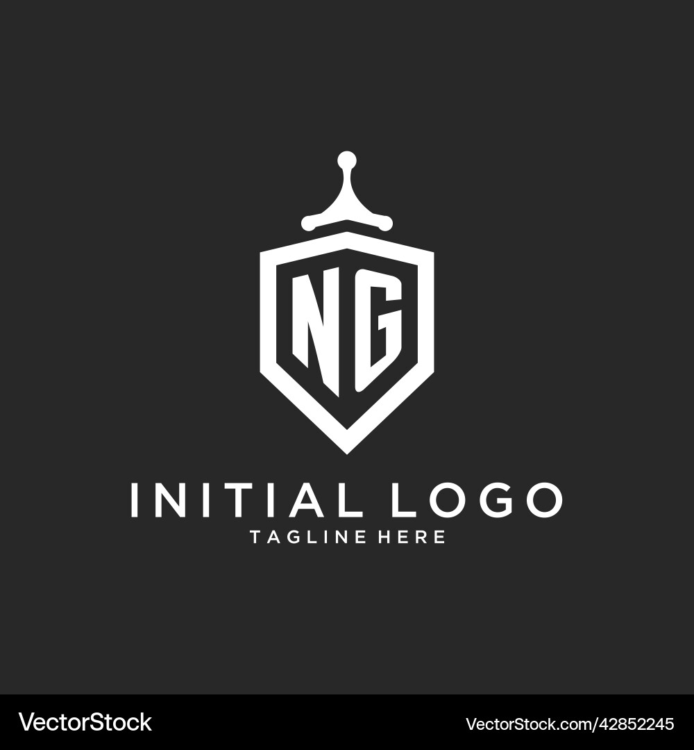 Ng monogram logo initial with shield guard shape Vector Image