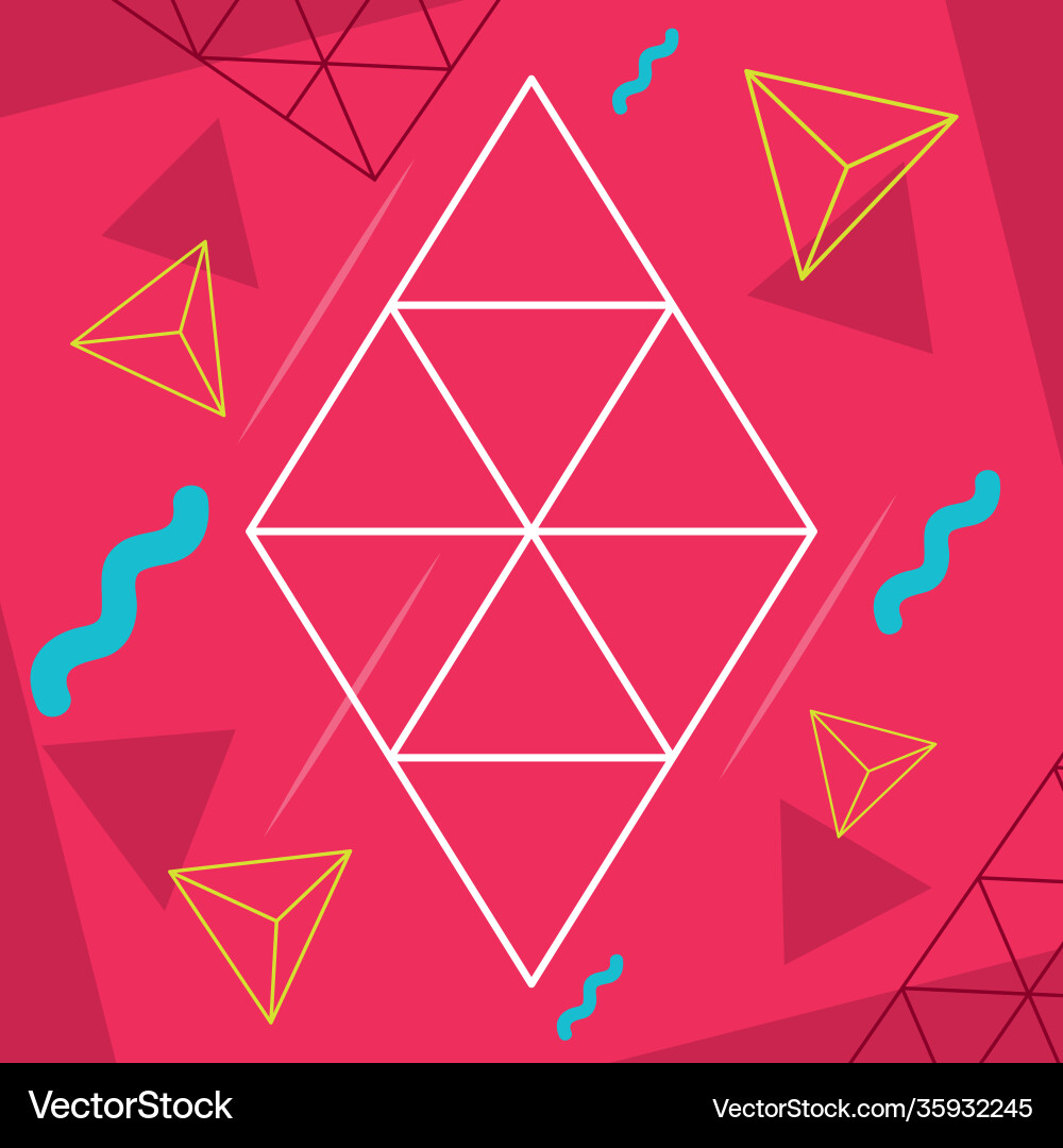 Pink background with triangular and geometric Vector Image