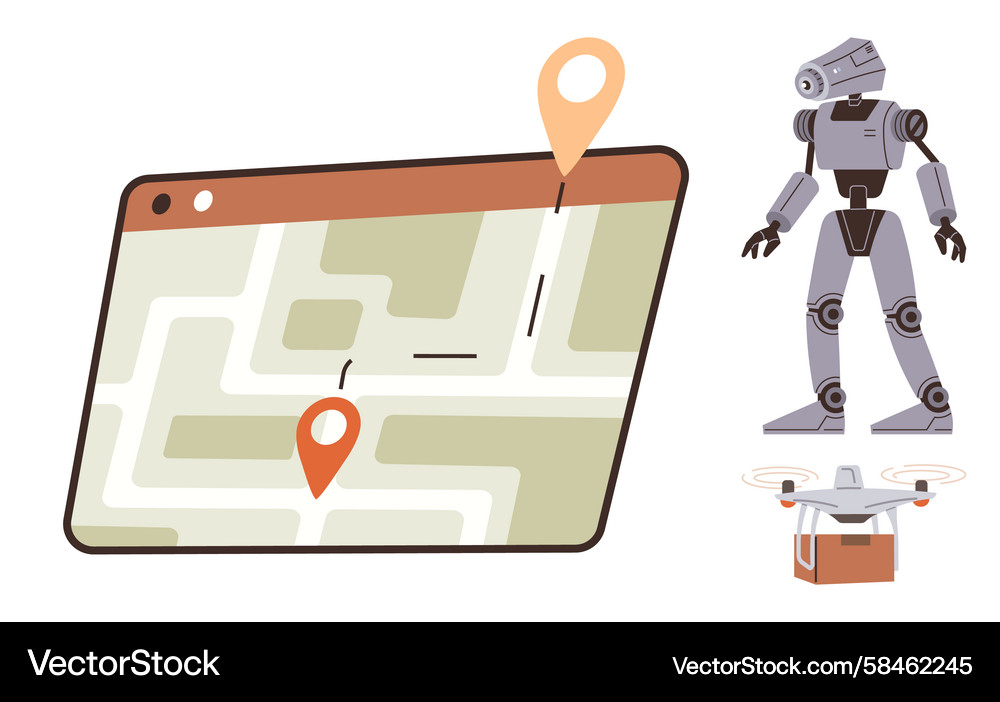 Robotics Delivery & Navigation Vector Image